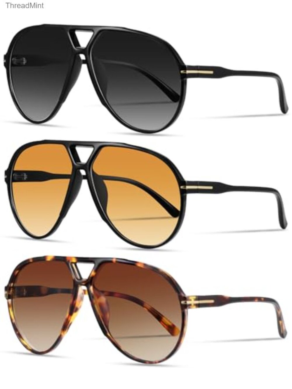 Oversized Retro Aviator Sunglasses UV400 Full-Frame Women's Vintage 70s Style
